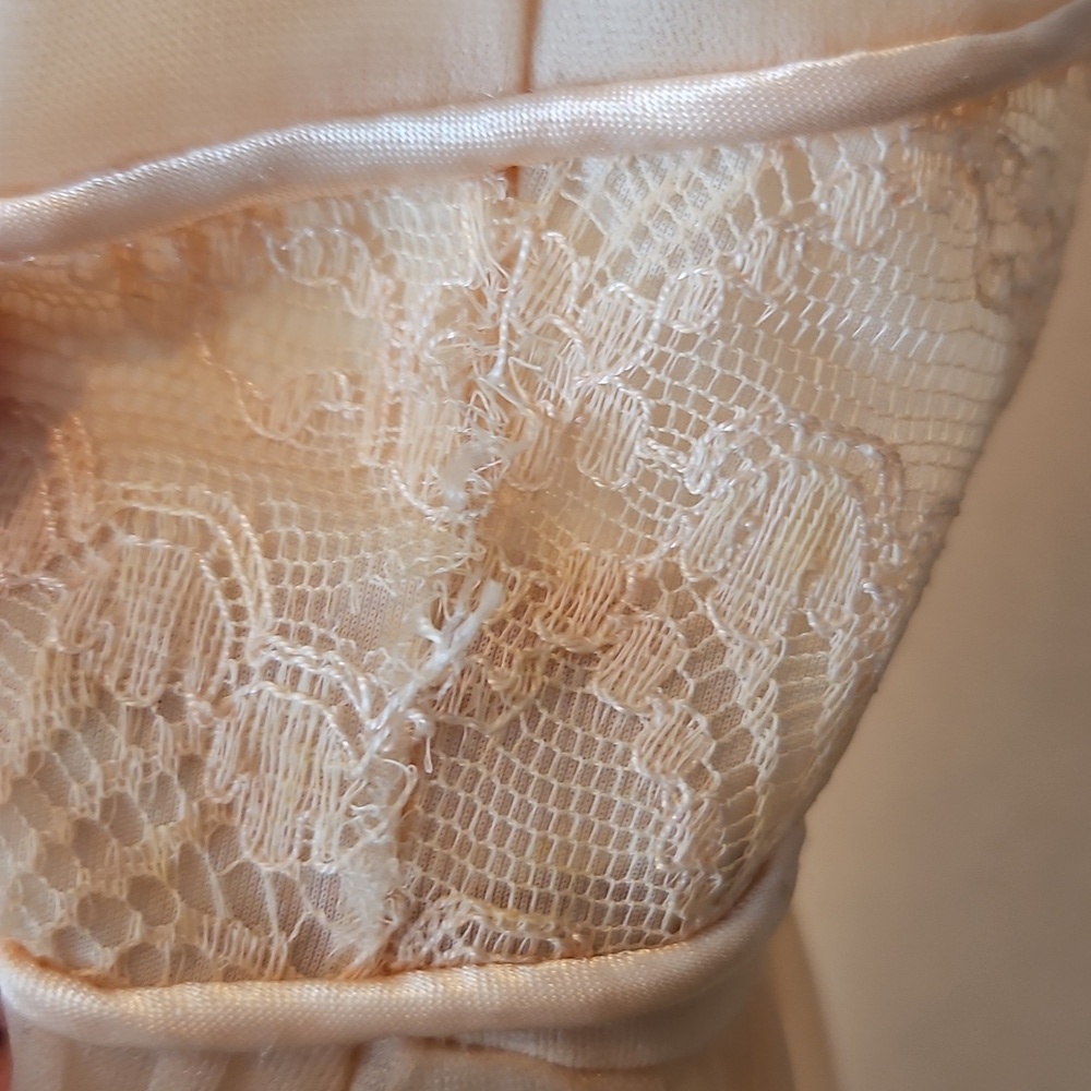 Gotham Gold Stripe Nightgown Vintage size 32 bust XS Beige Semi Sheer Glamorous - Picture 11 of 16